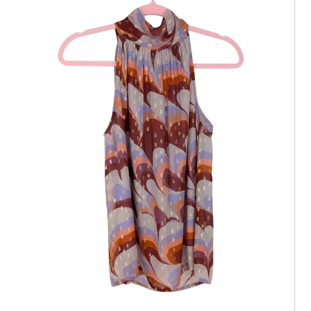 Oliphant Tie Neck Blouse Sleeveless Top Metallic Tuckernuck XS